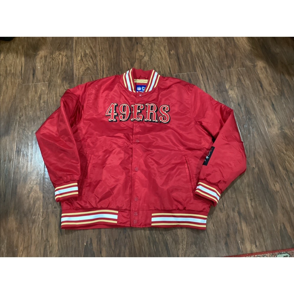 San Francisco 49ers Red Satin Varsity Jacket  Embroidery XLarge Retail $130